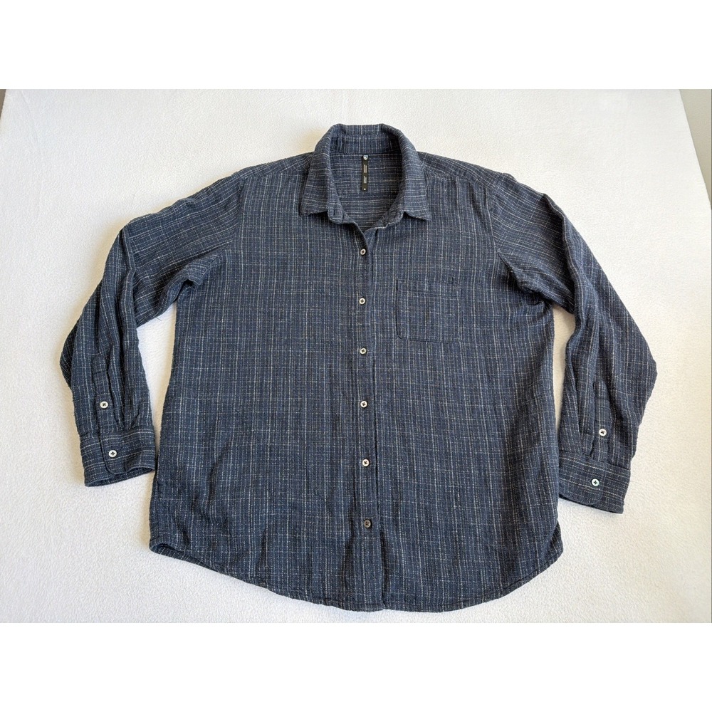 Kuhl Avery Long Sleeve Button Down Flannel Shirt Navy Blue Womens Size M 8002